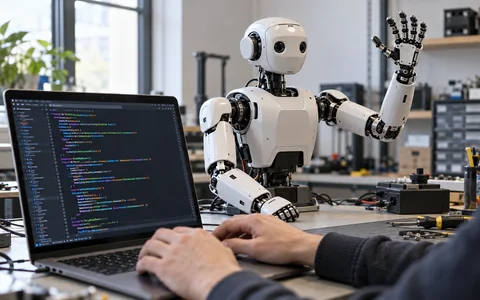 Illustration de programmation d’un robot humanoïde levant un bras